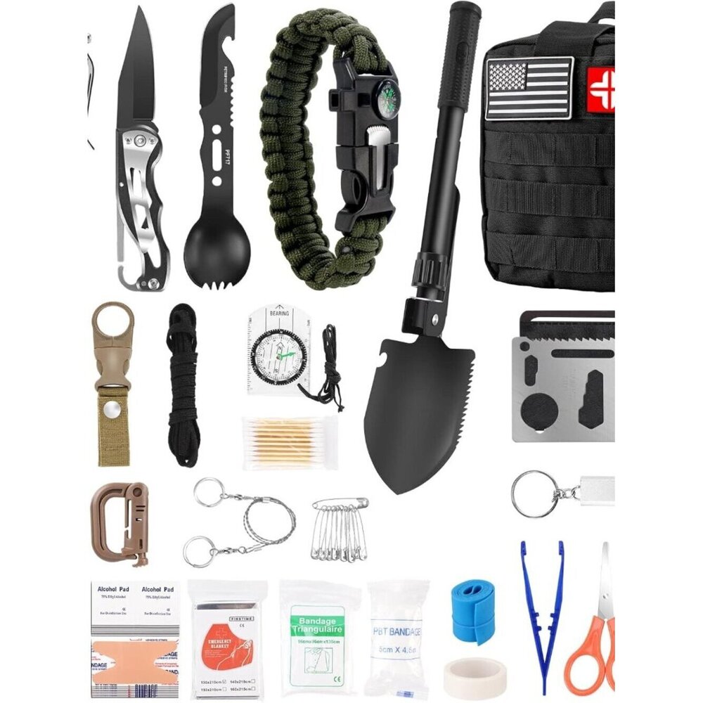 Tactical Survival Kit 121Pc First Aid Emergency Camping Gear